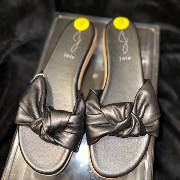 Joie Black Satin Bow Sandals - Picture 9 of 11